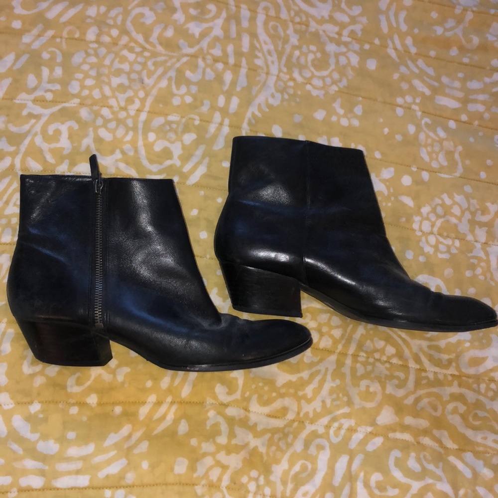 Black Leather Franco Sarto Chelsea Zip Boots